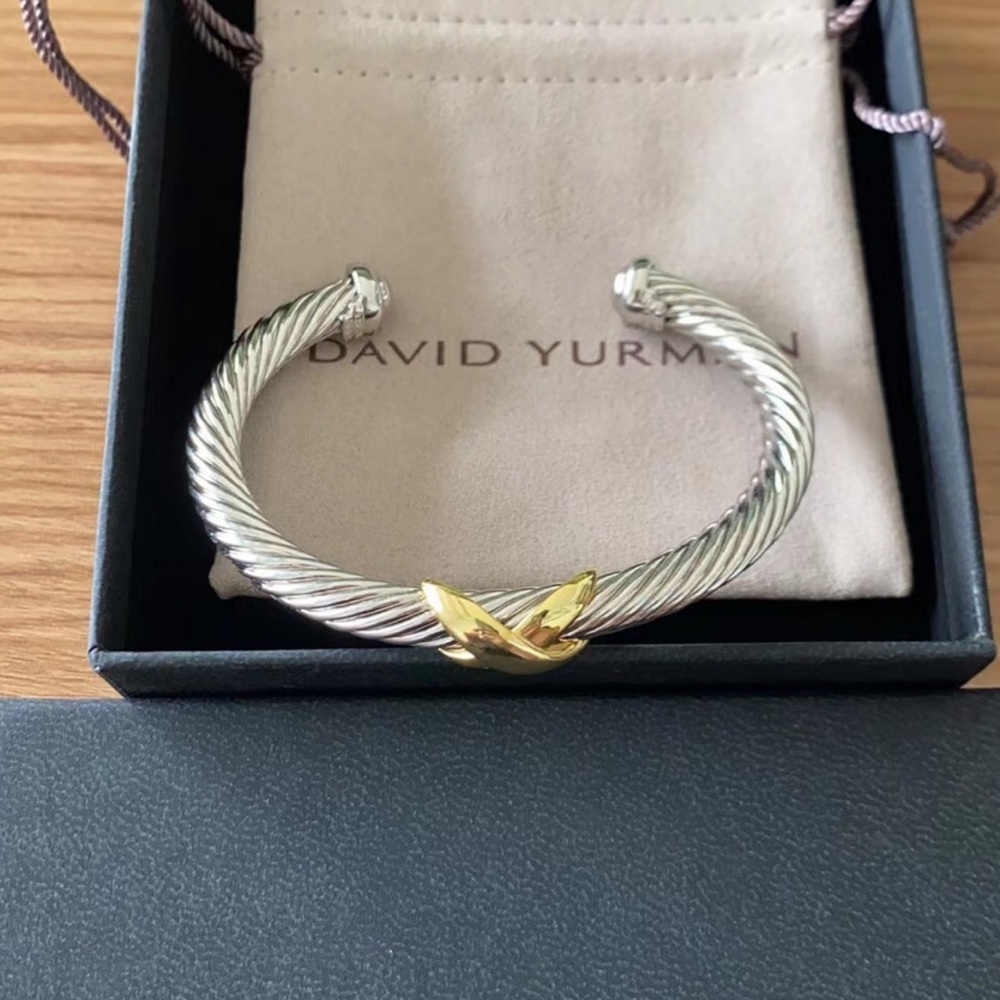 David Yurman Silver Bracelet with Gold Accents 7mm